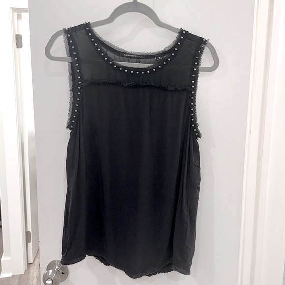 Maison scotch size 2 grommet detail and trimming black and sheer top - Picture 1 of 11